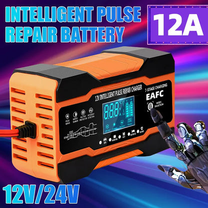 12V 24V 12A 10A Battery Charger Smart Fast Charging