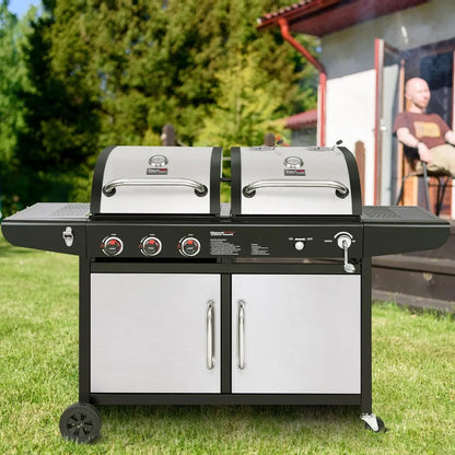 Dual Fuel Gas and Charcoal Grill Combo
