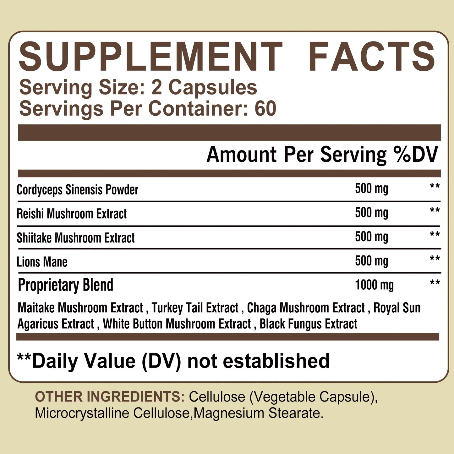 10 Mushroom Complex - Balances Mood, Immune Support- 120 Capsules