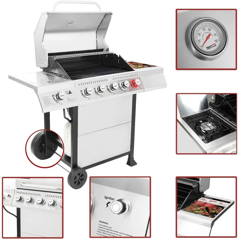 5-Burner BBQ Propane Grill with Sear Burner