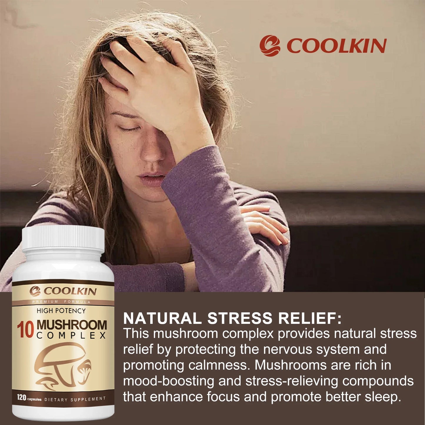 10 Mushroom Complex - Balances Mood, Immune Support- 120 Capsules
