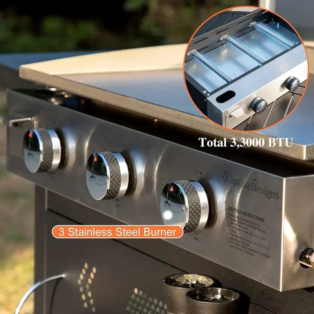 BBQ Grill Flat Top Gas Griddle Grills With Lid