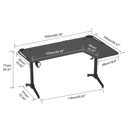 L Shaped, 60 Inch Computer Gaming Desk