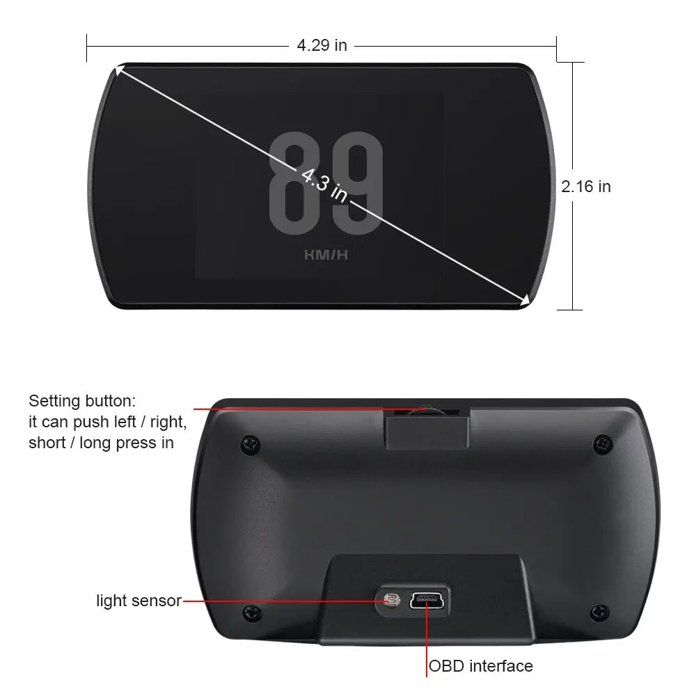 P12 Head Up Display Car OBD2 Digital Speed Clock