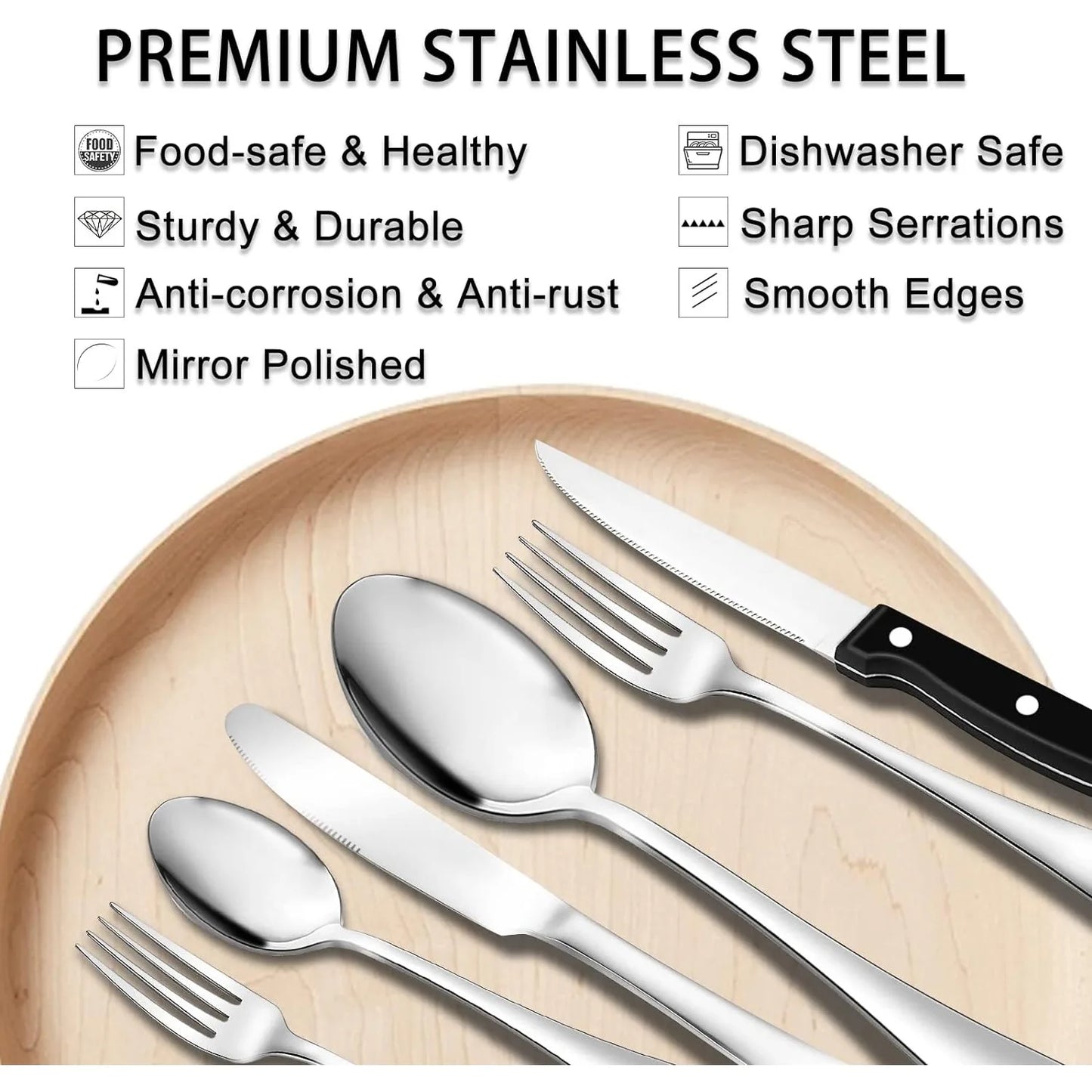 49-Piece Stainless Steel Silverware Set with Cutlery Organizer