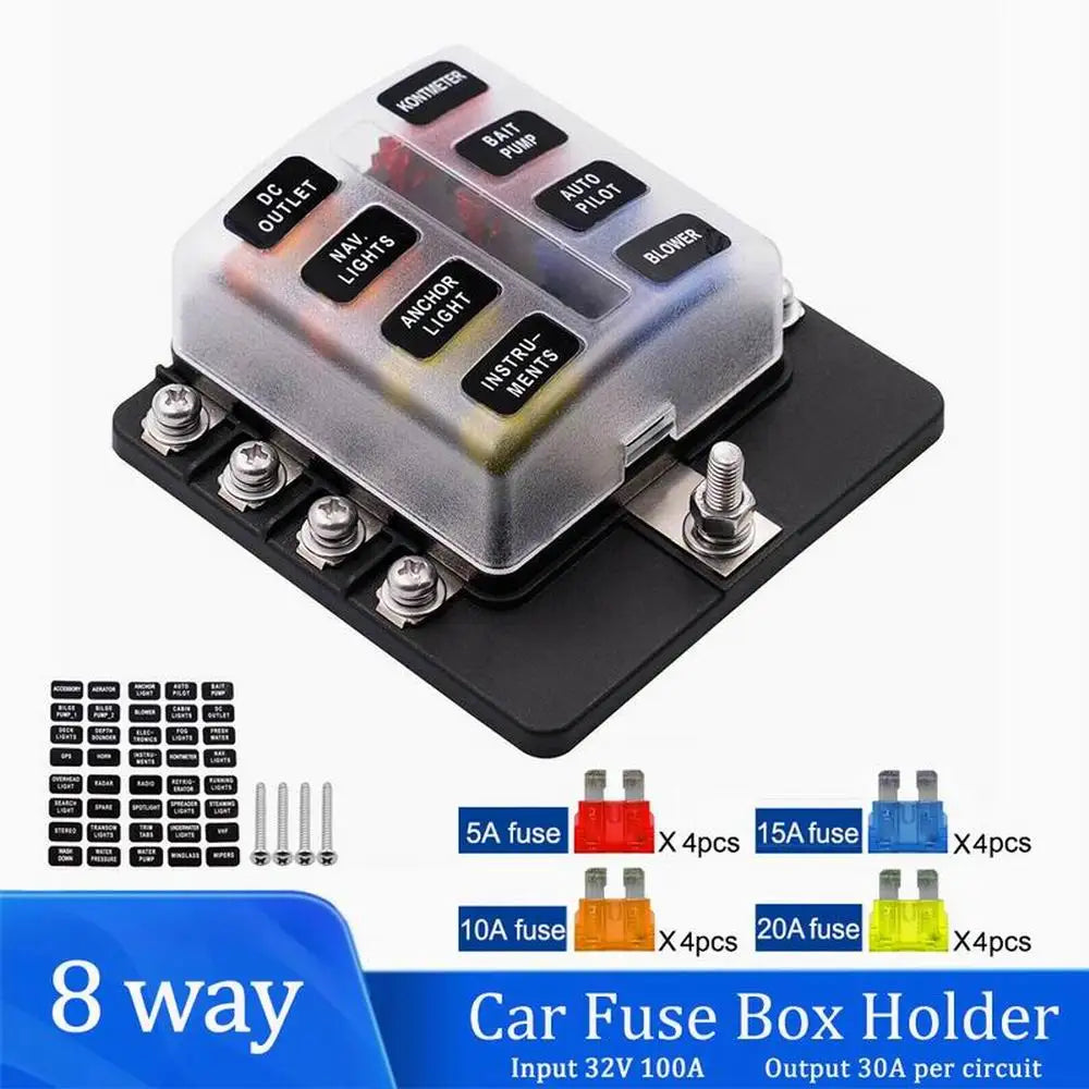 Universal 12-Way Car Fuse Box