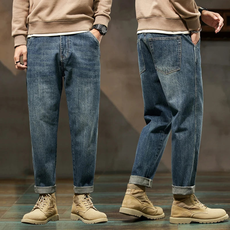 Men Loose Fit Blue Baggy Jeans