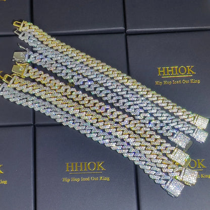 12mm Full Iced Out Diamond Cuban Link Bracelet