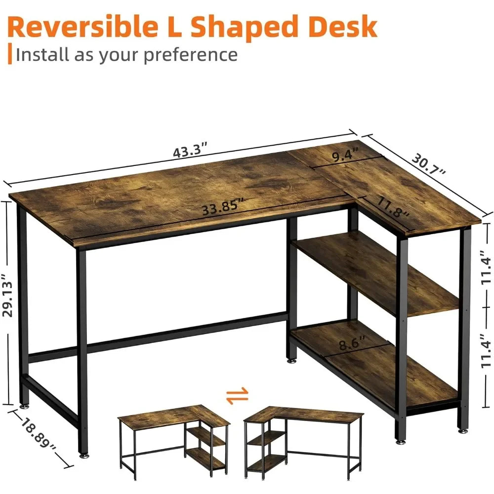 43 Inch L Shaped Computer Desk