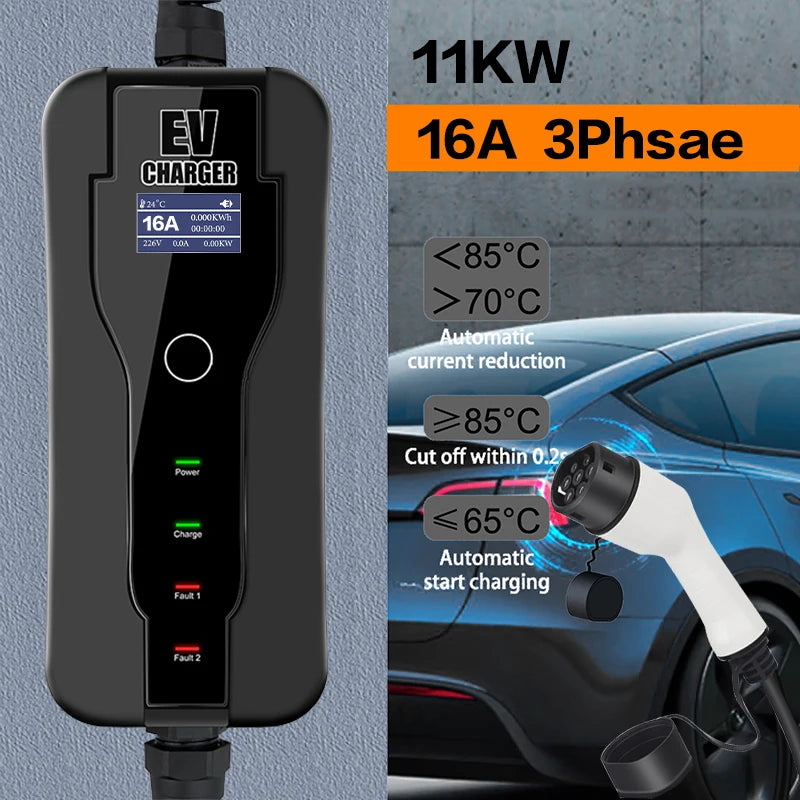 11KW 16A Type2 EV Portable Charger