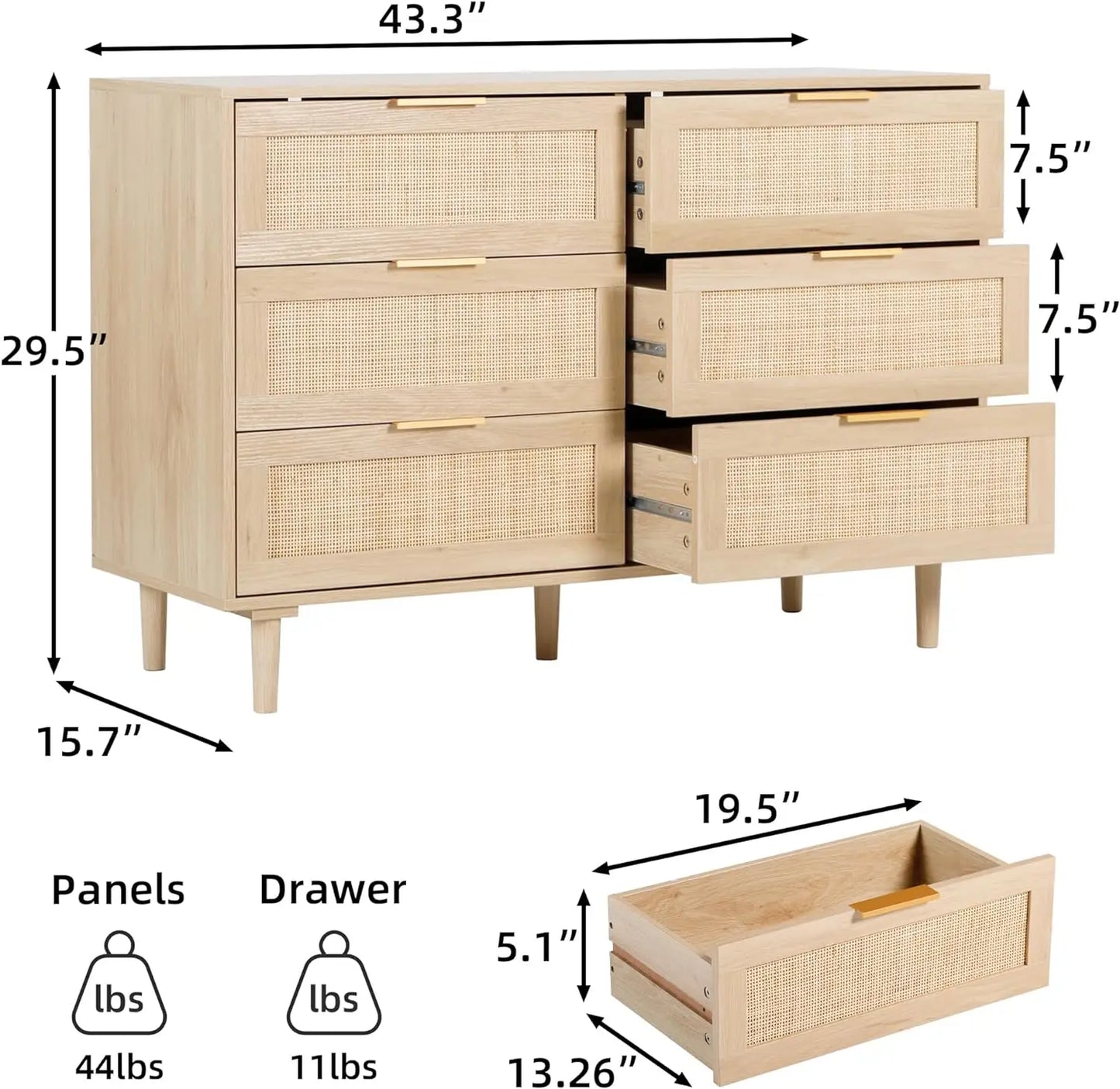 Modern Rattan Drawer Dresser