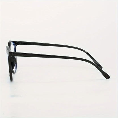 Women'S Retro Oval Frame Fashion Glasses - Black Plastic PC Frame with Metallic Studs （0 degrees, no glasses case included）