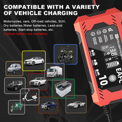 Car Battery Charger 12V 8A 10A Touch Screen Pulse Repair