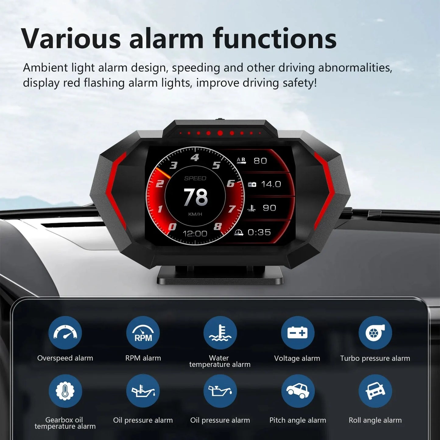 Car Head Up Display Multi-function Intelligent System Speed Meter