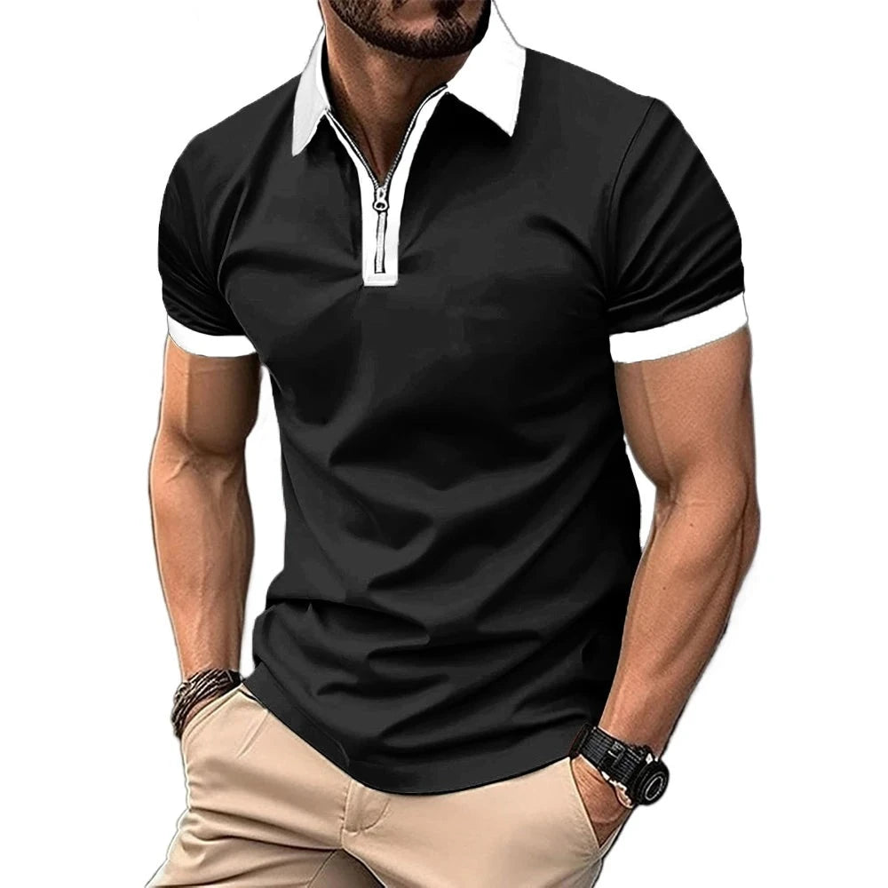 Summer Men's Splice Color Polo Shirt