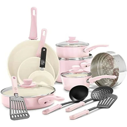 Soft Grip Nonstick 16 Piece  Pots and Frying  Set