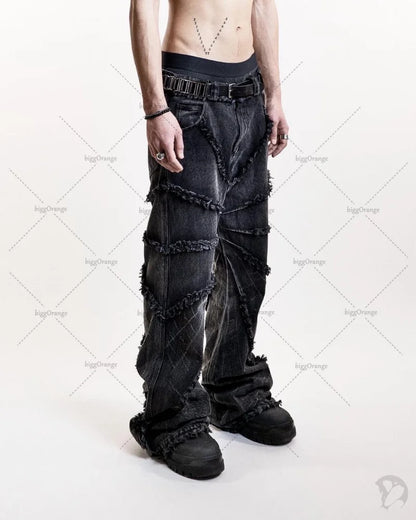 Men Street Rock Retro High Waist Jeans