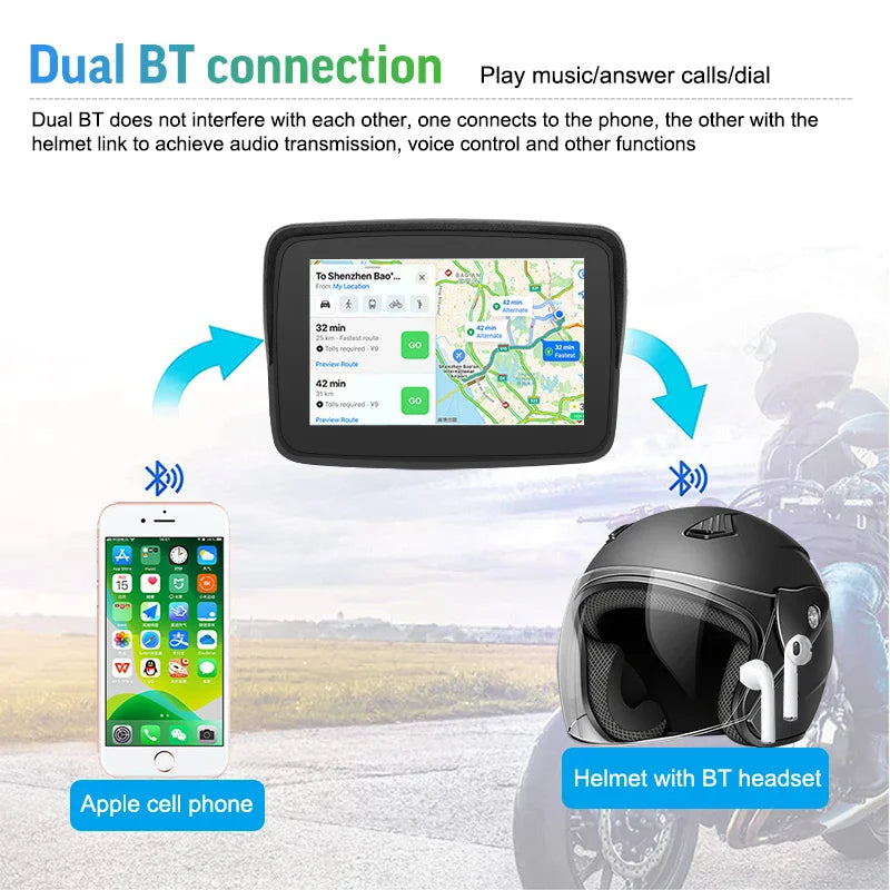 5 Inch Motorcycle Car Waterproof GPS Navigation