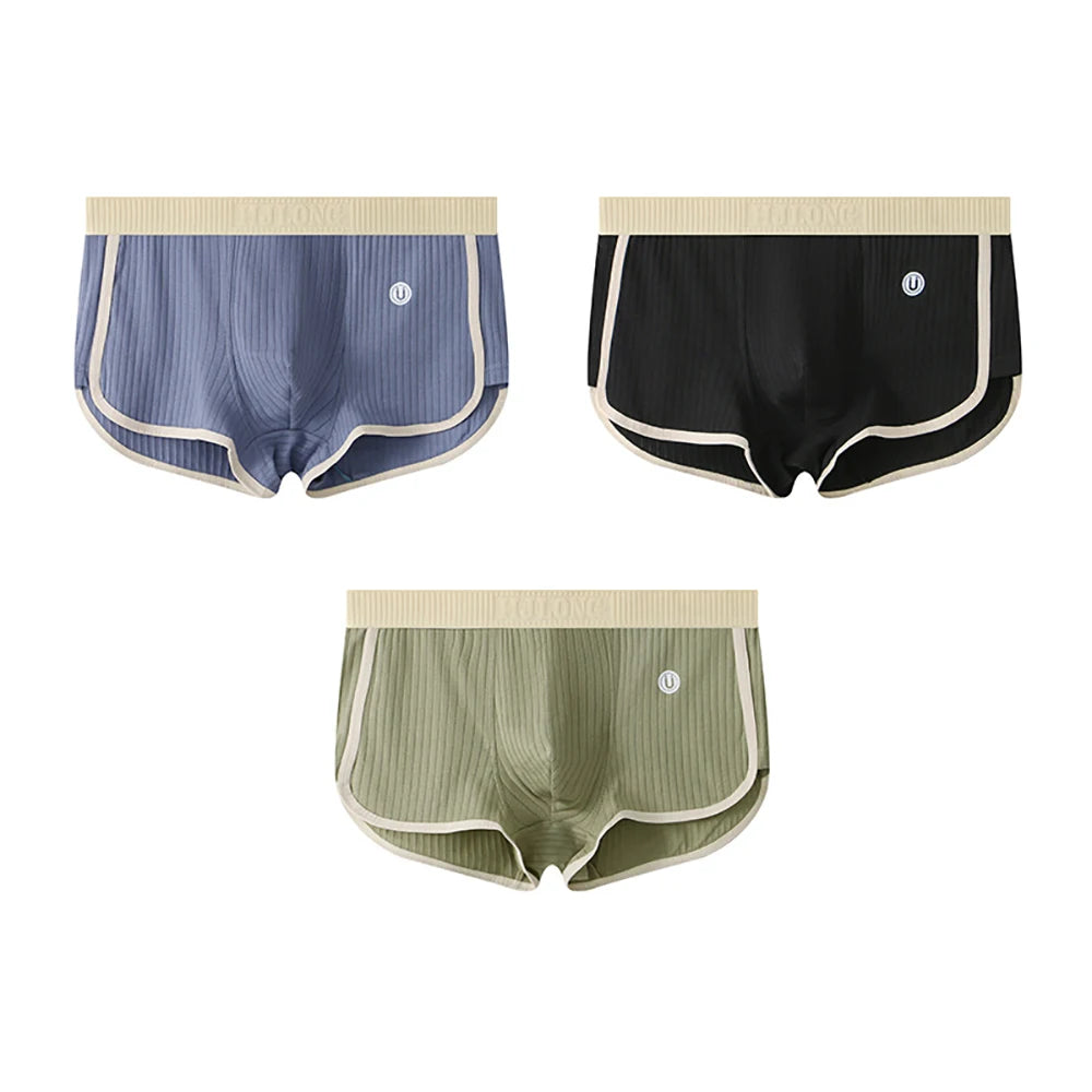 3PCS Men's Striped Cotton Boxer Underwear