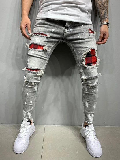 Men Stretchy Ripped Skinny Jeans