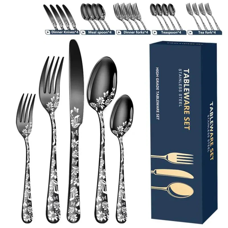 Hammered Silver Gold Silverware Set