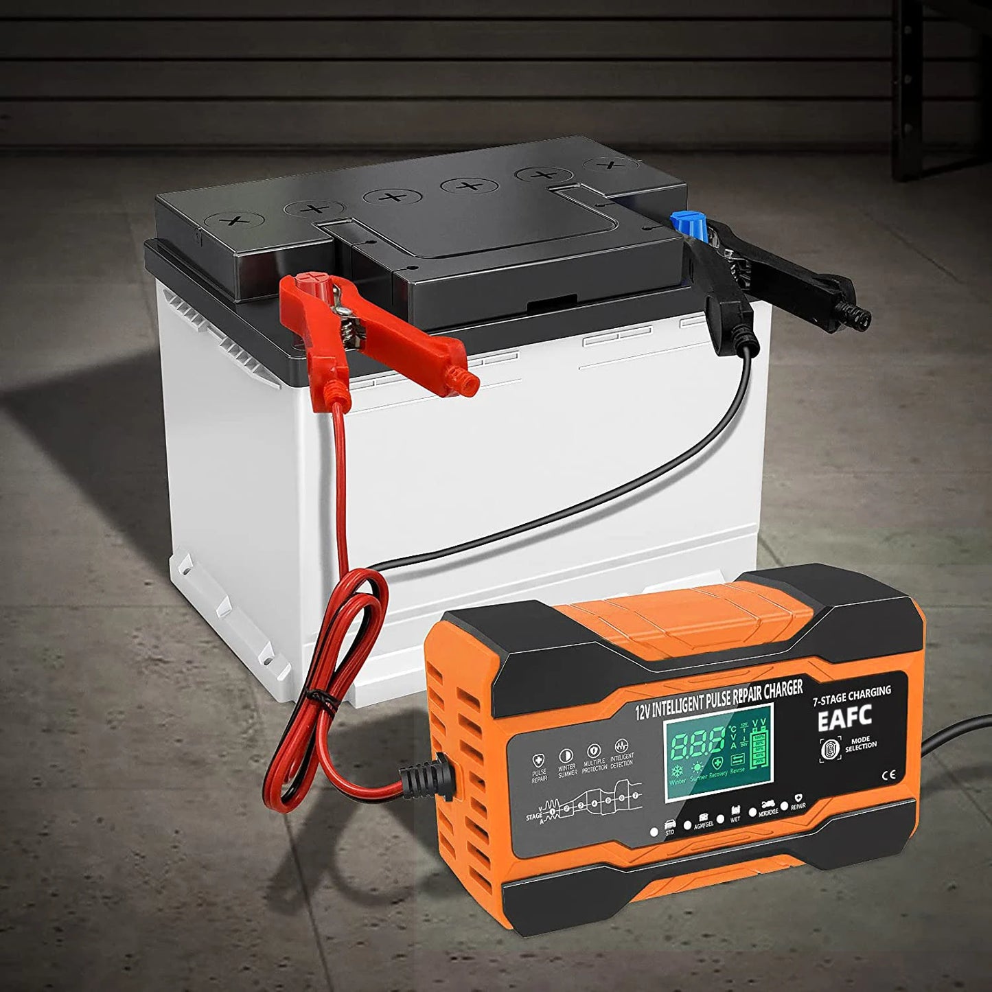 12V 24V 12A 10A Battery Charger Smart Fast Charging