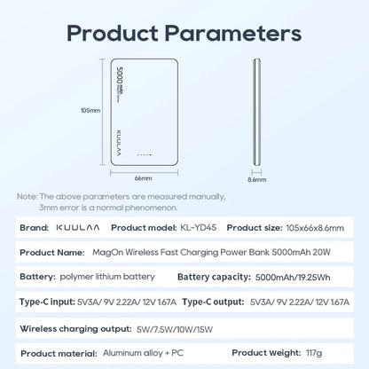 5000mAh Magnetic Wireless Phone Charger PowerBank