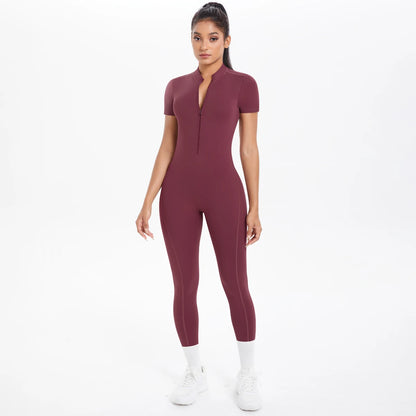 Short Sleeved Fitness Jumpsuit for Woman