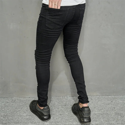 Stylish Holes Black Skinny Jeans