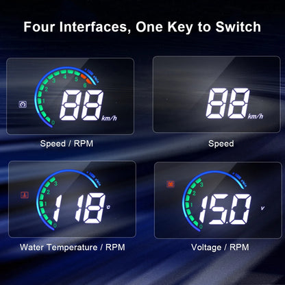 HUD Head Up Display OBD2 Car Gauge Speedometer