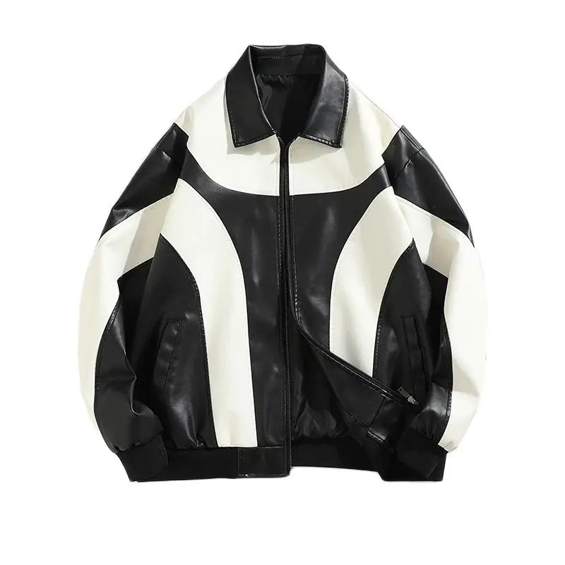 Hip Hop Men Faux Leather Motorcycle Jacket