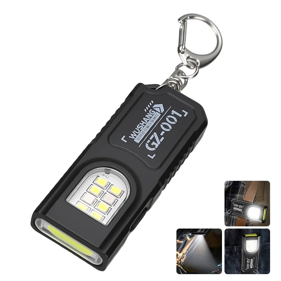 Powerful Mini COB LED Keychain Flashlight USB C Rechargeable