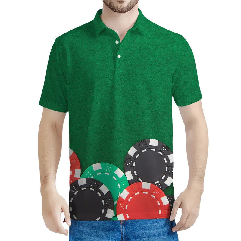 Fashion Casino Chip Pattern Polo Shirt