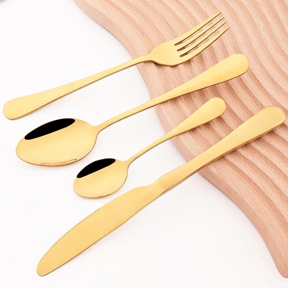 16Pcs/Spoon Knife Tableware Silverware Set