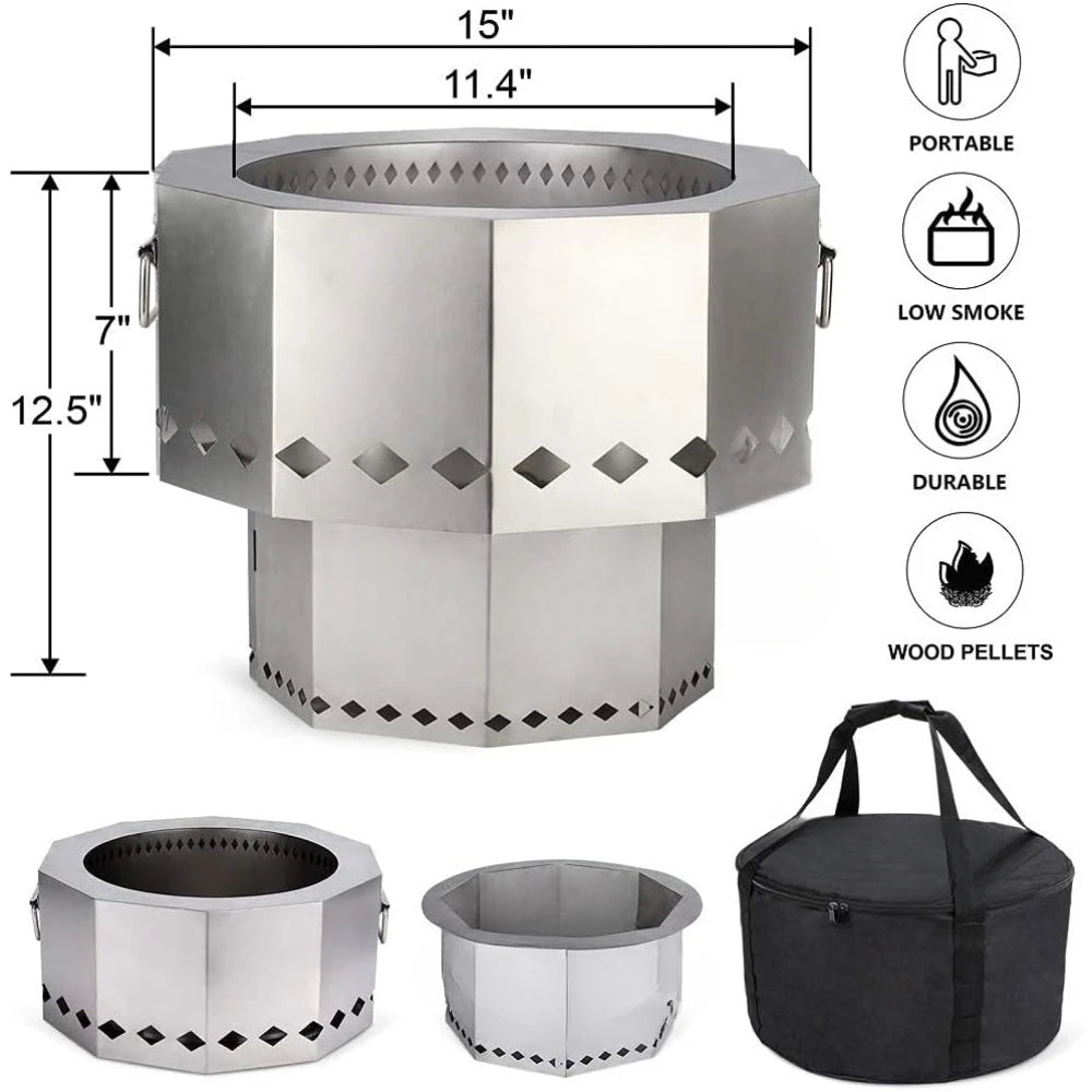 Stainless Fire Pit, Smoke-Free Firepit Bow