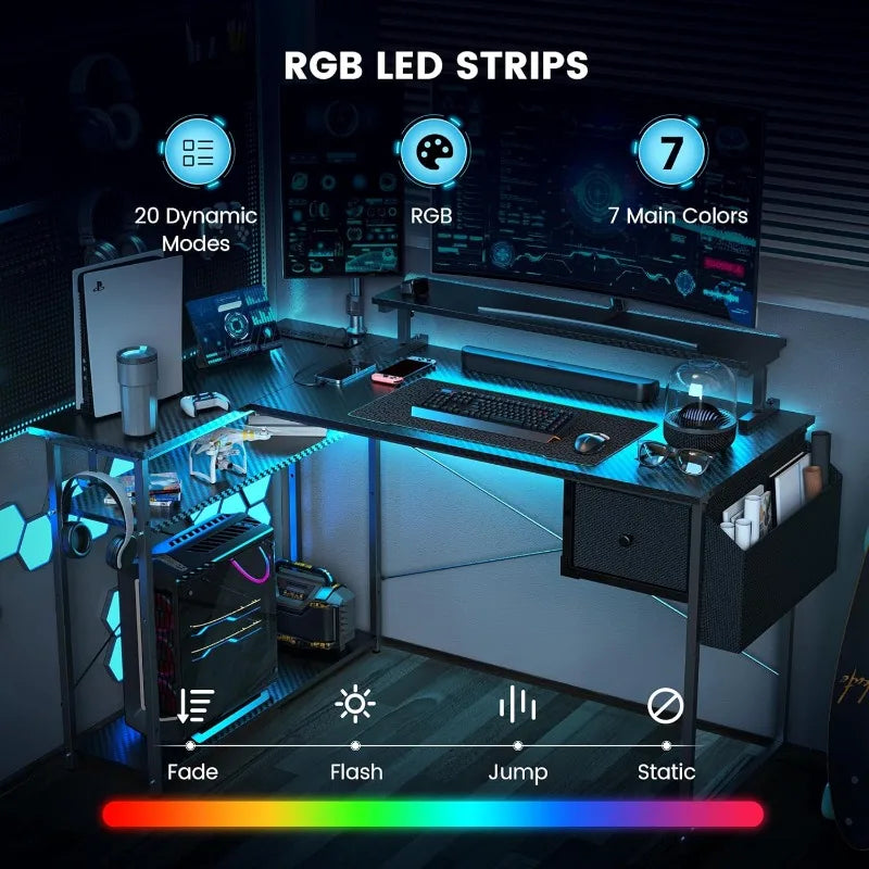 47 inch Computer Desk with LED Lights