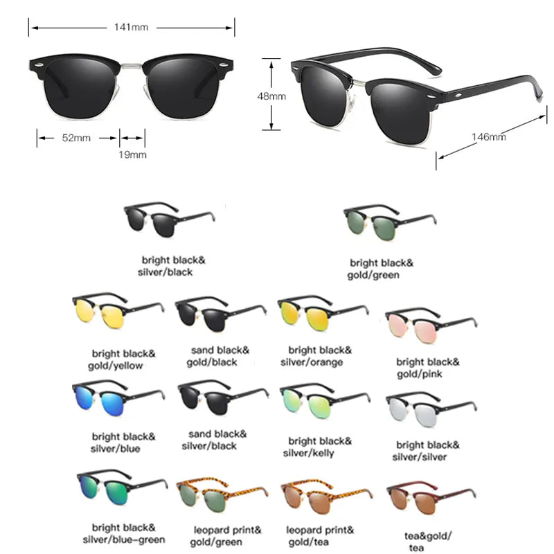 Semi-Rimless Retro Sunglasses