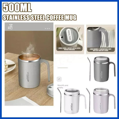 500ml Thermos Coffee Cup with Straw