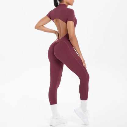 Short Sleeved Fitness Jumpsuit for Woman