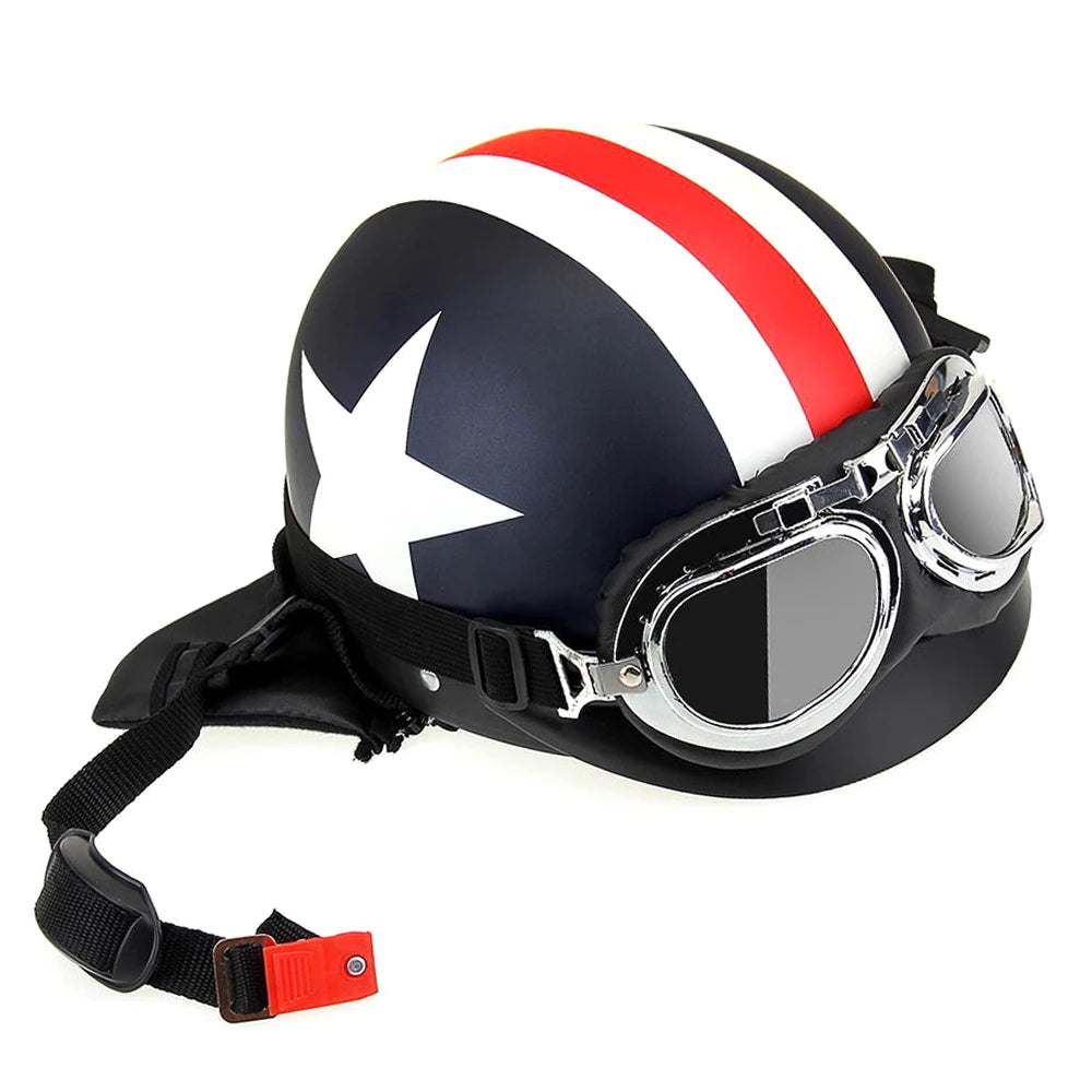 Half Open Face Bike Helmet with Goggles