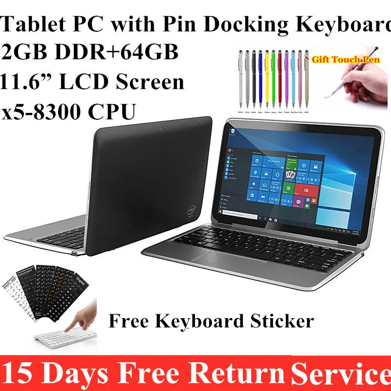 11A 2GB DDR+64GB 11.6" Tablet PC Windows 10 With Docking Keyboard