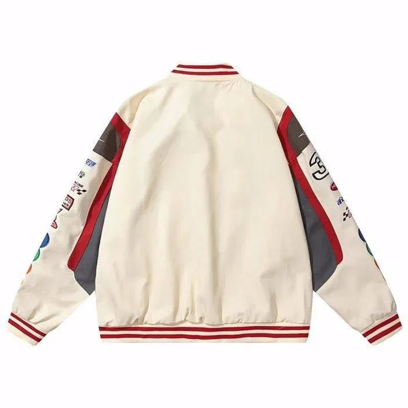 Women Embroidery Motorcycle Loose Baseball Bomber Jacket