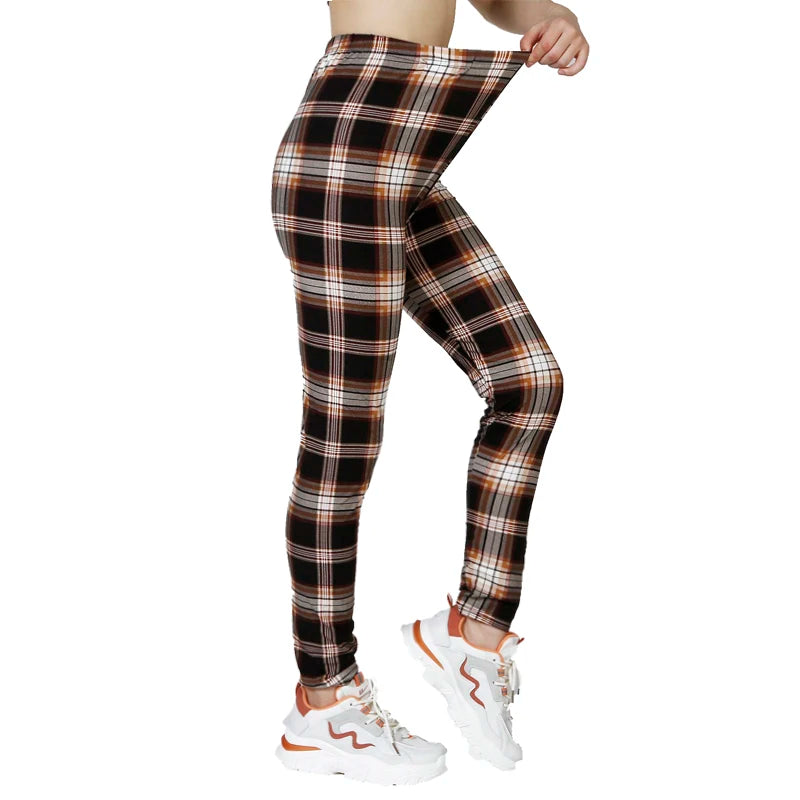 Card White Checkered Fitness Leggings