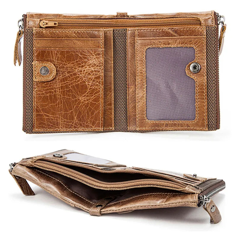 Zipper Leather Men Wallets