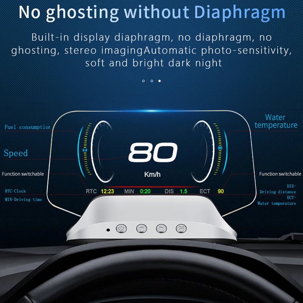 C3 12V Car HUD OBD2 Head Up GPS Navigation Digital Speedometer