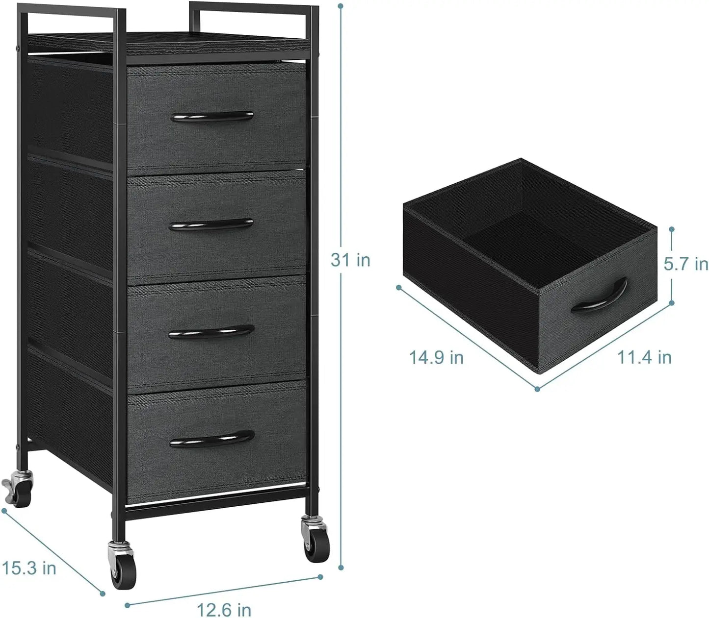 Vertical 4-Drawer Fabric Dresser