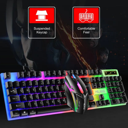 Rainbow Backlit Wired Keyboard and Mouse