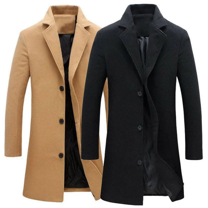 Men's Single Breasted Lapel Long Coat Jacket