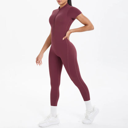 Short Sleeved Fitness Jumpsuit for Woman
