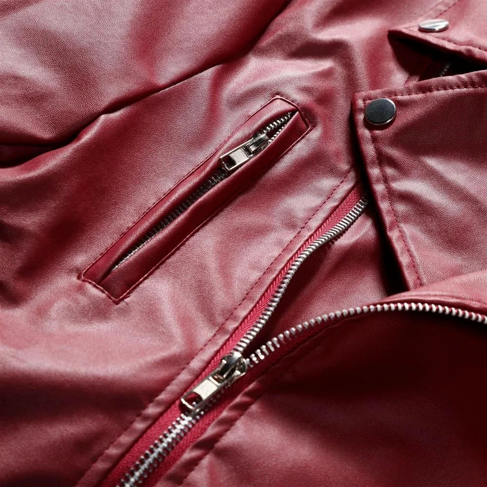 Men PU Leather Solid Color Jacket